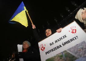 Protest On The 1000th Day Of The War In Ukraine In Warsaw