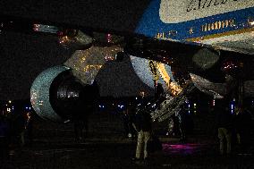 Biden Disembarks Air Force One - Joint Base Andrews