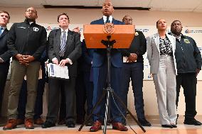 NYPD Press Conference Following NYPD Officer Shot In Jamaica Queens New York City