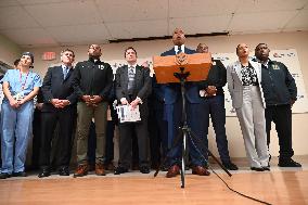 NYPD Press Conference Following NYPD Officer Shot In Jamaica Queens New York City