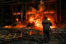 Open-hearth furnace shop at Zaporizhstal Steel Works