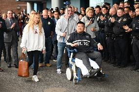 7-year NYPD Officer Rich Wong Released From Jamaica Hospital In Jamaica Queens New York