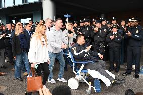 7-year NYPD Officer Rich Wong Released From Jamaica Hospital In Jamaica Queens New York