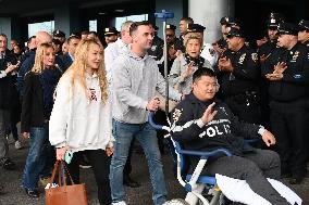 7-year NYPD Officer Rich Wong Released From Jamaica Hospital In Jamaica Queens New York