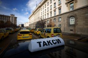 Taxi Drivers Protest In Sofia, Bulgaria