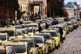 Taxi Drivers Protest In Sofia, Bulgaria