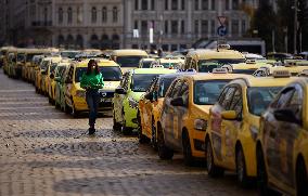 Taxi Drivers Protest In Sofia, Bulgaria