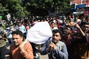 Anti-fascist Student Crowd Held A Coffin Procession In Dhaka.