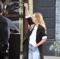 Lila Moss Shooting A DKNY Ad - NYC