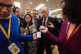 Senators Walk Past Reporters In Capitol - Washington