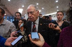 Senators Walk Past Reporters In Capitol - Washington