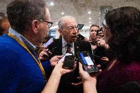 Senators Walk Past Reporters In Capitol - Washington