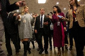 Senators Walk Past Reporters In Capitol - Washington