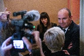 Senators Walk Past Reporters In Capitol - Washington