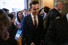 Senators Walk Past Reporters In Capitol - Washington