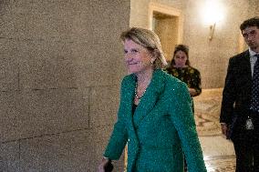 Senators Walk Past Reporters In Capitol - Washington