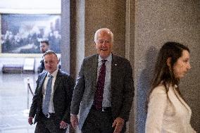 Senators Walk Past Reporters In Capitol - Washington