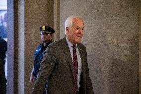 Senators Walk Past Reporters In Capitol - Washington