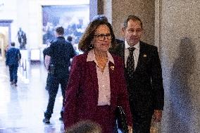 Senators Walk Past Reporters In Capitol - Washington