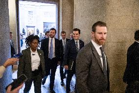 Senators Walk Past Reporters In Capitol - Washington