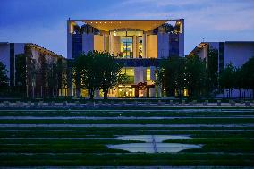 Federal Chancellery In Berlin At Night