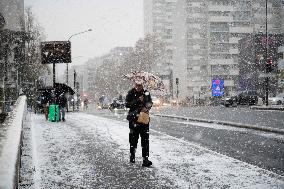 Caetano Snowstorm Hits Paris - France