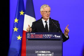 Prime Minister Michel Barnier Meets French Mayors In Paris