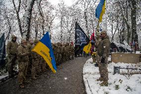 Monument To The Grave Of Commander Of The 67th Brigade Dmytro Kotsiubailo, Call Sign Da Vinci, Hero Of Ukraine