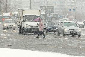 Wet snow in Kyiv