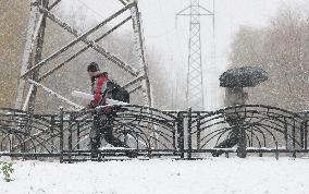 Wet snow in Kyiv