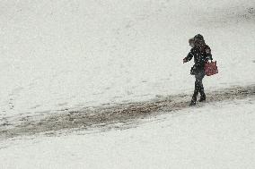 Wet snow in Kyiv