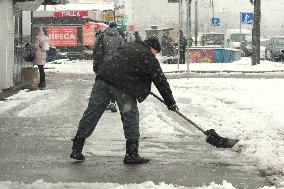 Wet snow in Kyiv