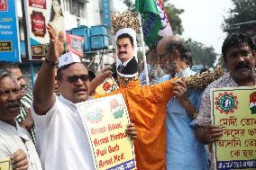 Indian Business Tycoon's Adani Protest In Kolkata, India