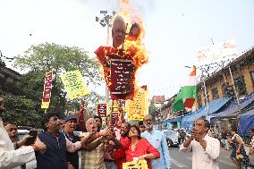 Indian Business Tycoon's Adani Protest In Kolkata, India