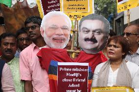 Indian Business Tycoon's Adani Protest In Kolkata, India