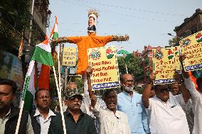 Indian Business Tycoon's Adani Protest In Kolkata, India