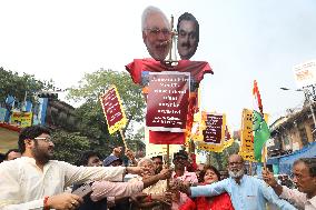 Indian Business Tycoon's Adani Protest In Kolkata, India