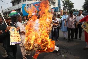 Indian Business Tycoon's Adani Protest In Kolkata, India