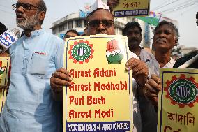 Indian Business Tycoon's Adani Protest In Kolkata, India