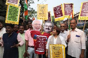 Indian Business Tycoon's Adani Protest In Kolkata, India