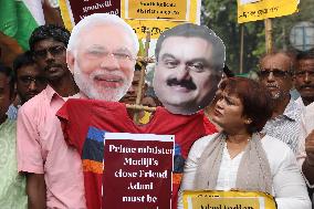 Indian Business Tycoon's Adani Protest In Kolkata, India