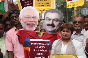 Indian Business Tycoon's Adani Protest In Kolkata, India