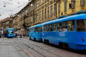 Daily Tram Public Transport In Zagreb