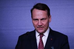 Polish Minister Of Foreign Affairs Radoslaw Sikorski At A Briefing In Warsaw