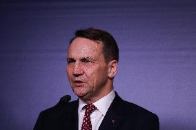 Polish Minister Of Foreign Affairs Radoslaw Sikorski At A Briefing In Warsaw