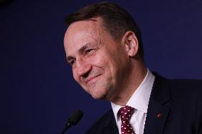 Polish Minister Of Foreign Affairs Radoslaw Sikorski At A Briefing In Warsaw