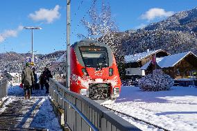 Winter Afternoon At Kochel Am See Station Bavaria