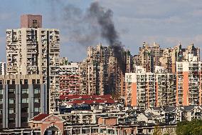 A Fire Breaks Out in A Residential Area in Shanghai