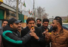 BJP Supporters In Srinagar Celebrate After Winning Maharashtra State Assembly Elections