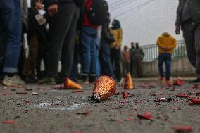 BJP Supporters In Srinagar Celebrate After Winning Maharashtra State Assembly Elections